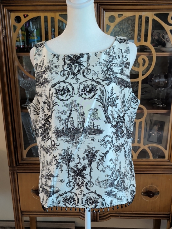 Positive Attitude Tops - Positive Attitude Black and White Toile Sleeveless Blouse